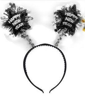 Happy New Year Head Band-Black and Silver