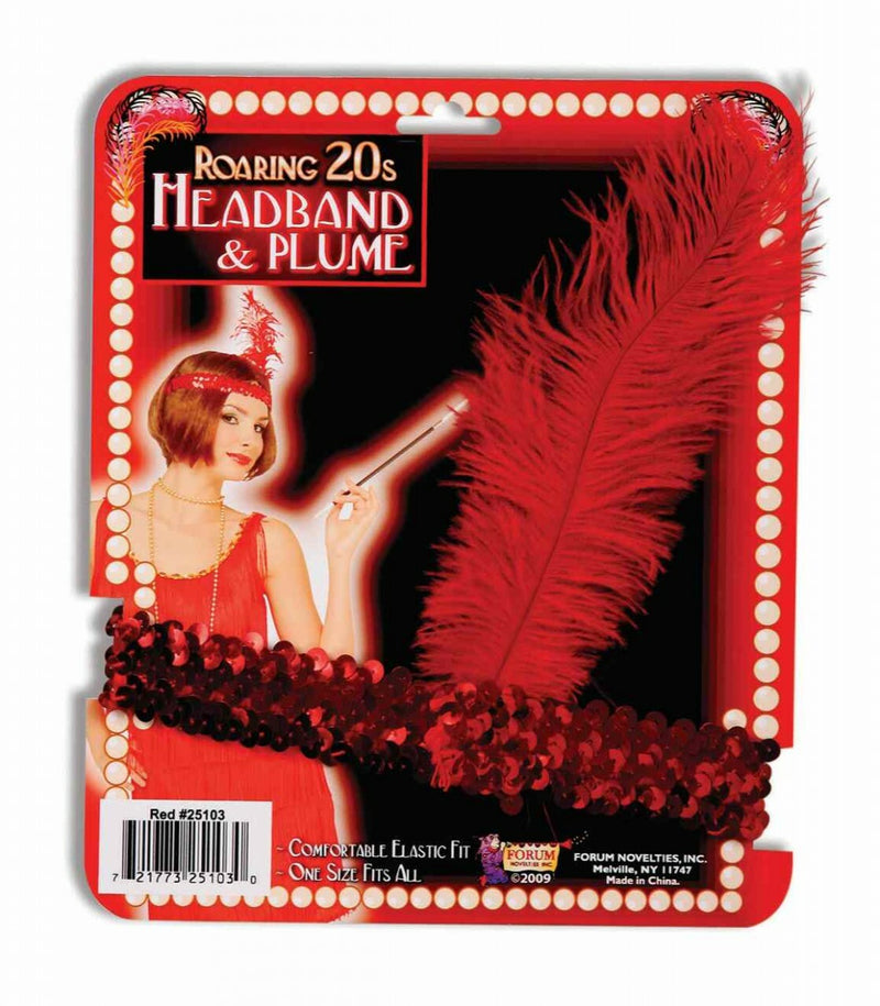 Red Headband and Plume Roaring 20&