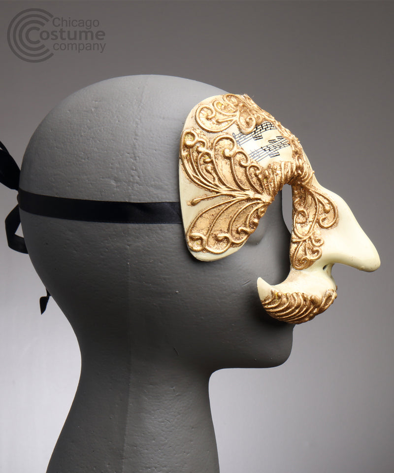 ivory gold musical music notes nose male masquerade mask