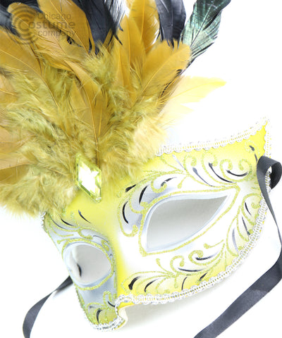 Ariana Masquerade Eye Mask with Feathers-Green