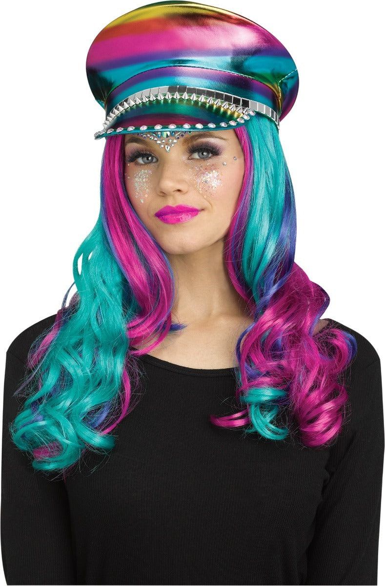 Rainbow Holographic Festival Hat