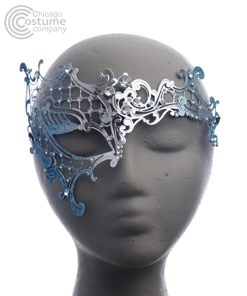 Paradise Metal Eye Mask Silver Blue