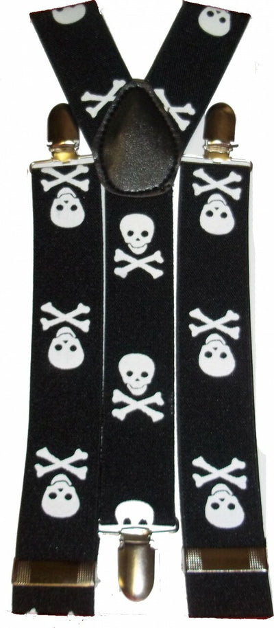 Black/White Skull & Crossbones Suspenders