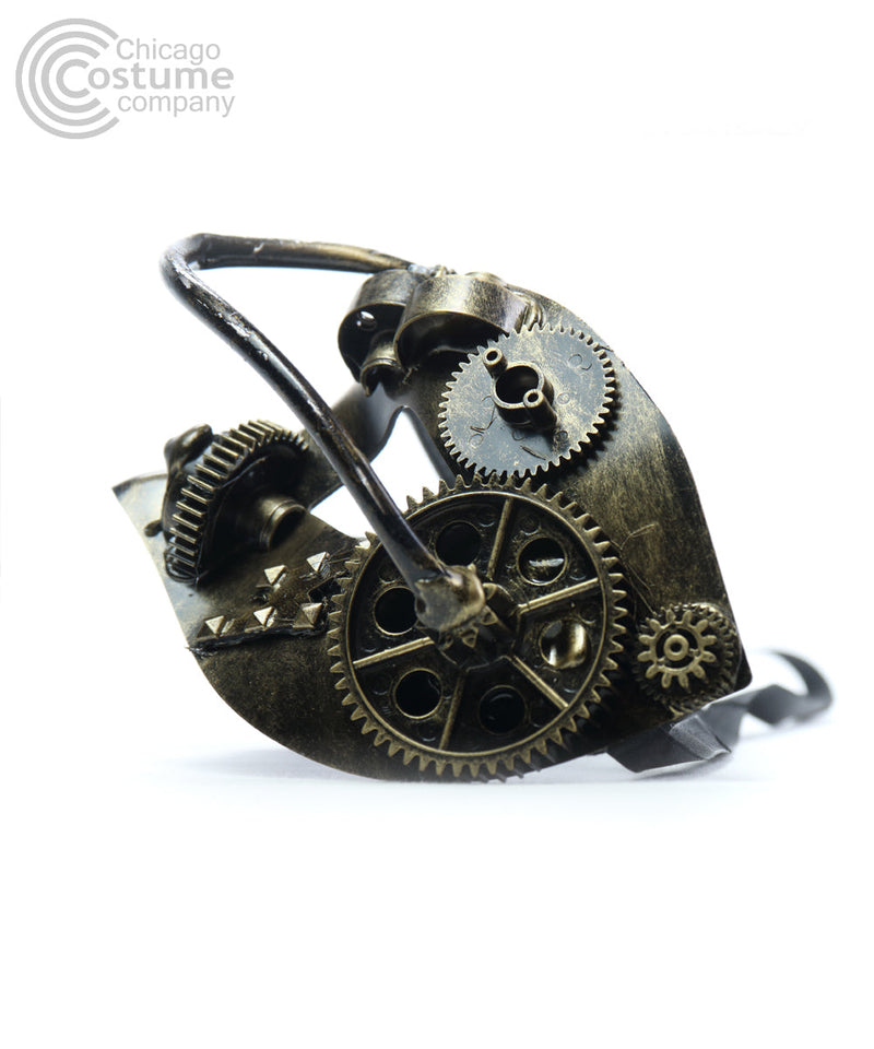 gold steampunk gear puzzle chain eye mask