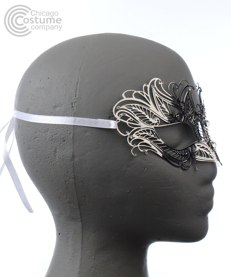 silver metal rhinestone masquerade mask