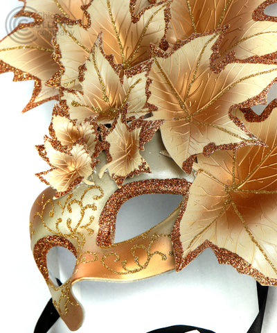 gold autumn fall leaves masquerade mask