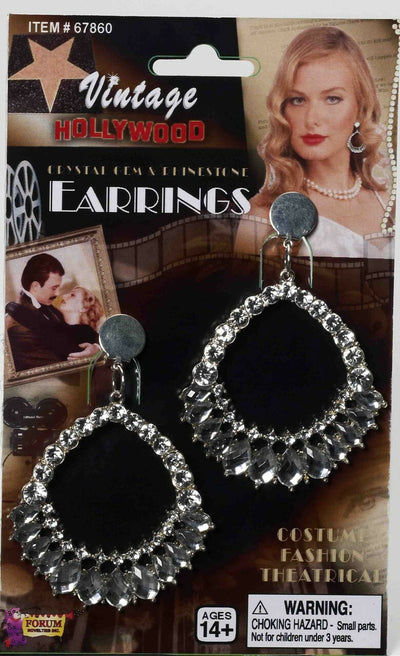 Vintage Hollywood Crystal Gem & Rhinestone Earrings.