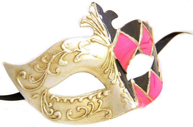 black pink and silver masquerade mask