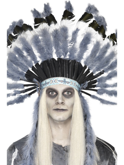 Indian Headdress With Grey Feathers