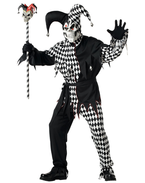 Evil Jester Adult Costume (Black-White)