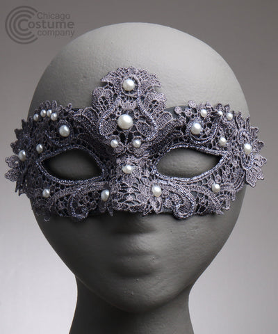 Brisa Fabric Eye Mask w/ Pearls Gray