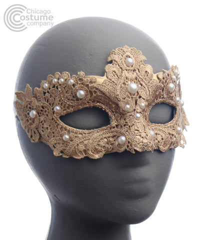 Brisa Fabric Eye Mask w/ Pearls Beige