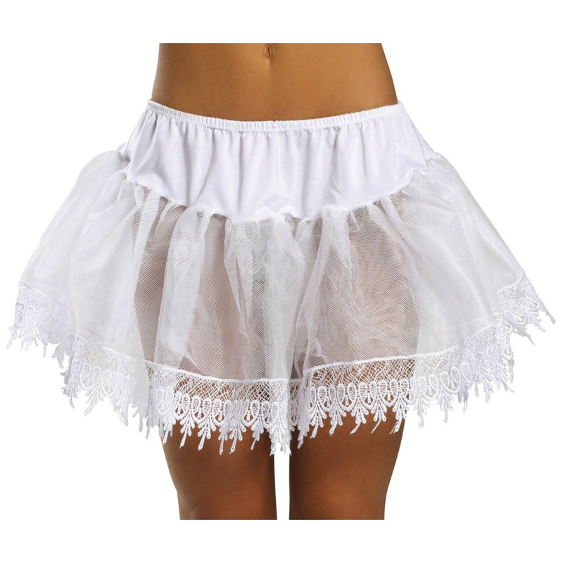 Teardrop Lace Petticoat Skirt-White