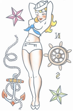 Temporary Tattoo - Sailor Pin Up Girl
