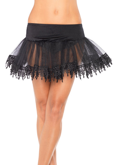 Teardrop Lace Petticoat Skirt-Black