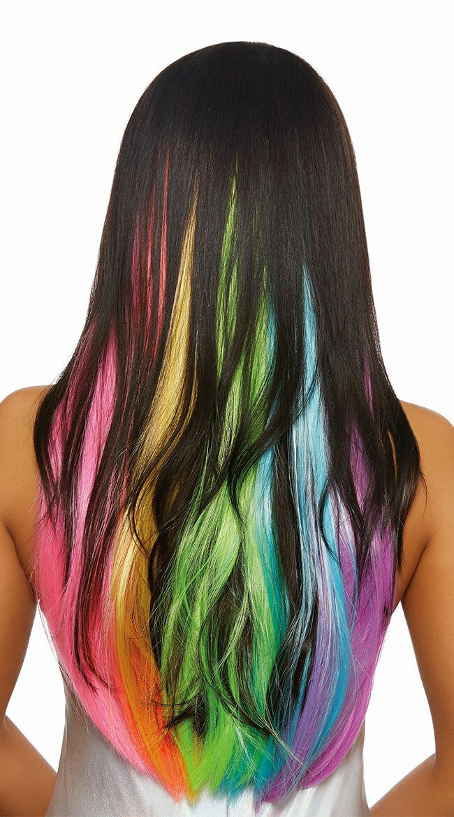 3 Piece Set 24" Hair Extensions Neon/Rainbow
