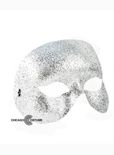 Masquerade Glitter Mask-Silver