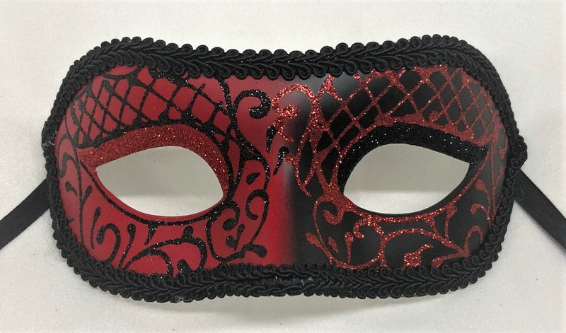 Red and Black Satina Eye Mask with Black Ribbon