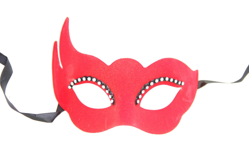 Mariah Eye Mask Red Clear Rhinestone