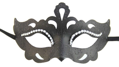 black glitter rhinestone black masquerade mask