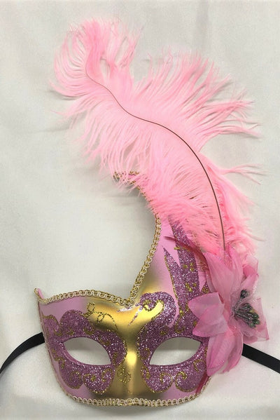 Juliette Eye Mask with Feather-Pink