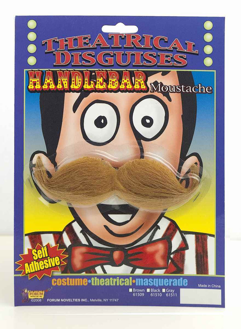 Theatrical Disguises Handlebar Moustache - Brown