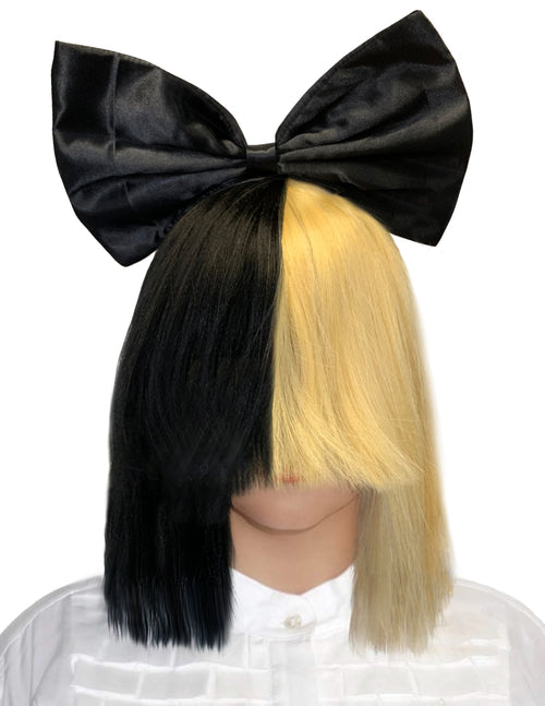 Sia Wig Blonde and Black Hair Color with Black Bow
