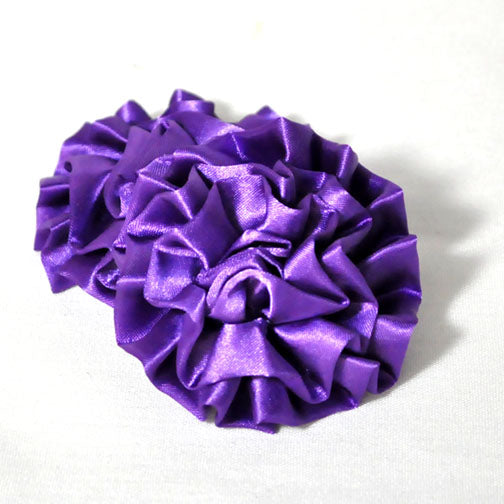 Purple Assorted 3in Silk Ribbon Flowers