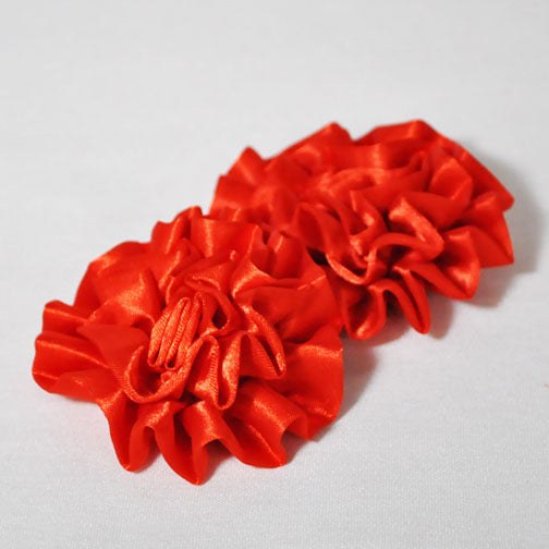 Red Assorted 3in Silk Ribbon Flowers