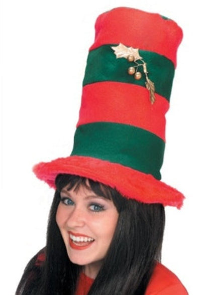 Striped Christmas Top Hat-Red and Green
