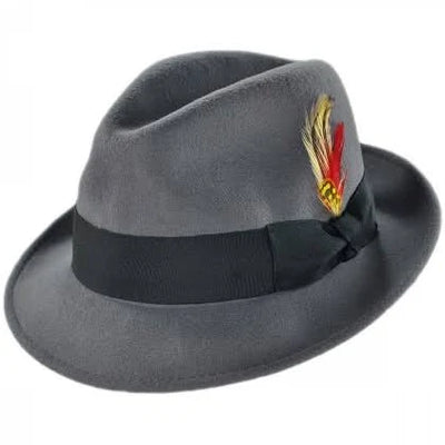 Wool Felt Gangster Hat - Grey