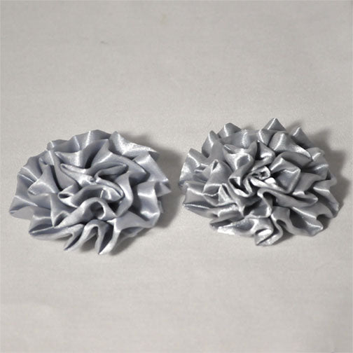 Silver Assorted 3in Silk Ribbon Flowers
