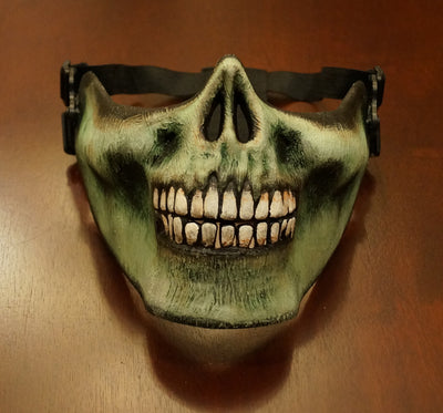 Half Zombie Skull Face Mask -Green